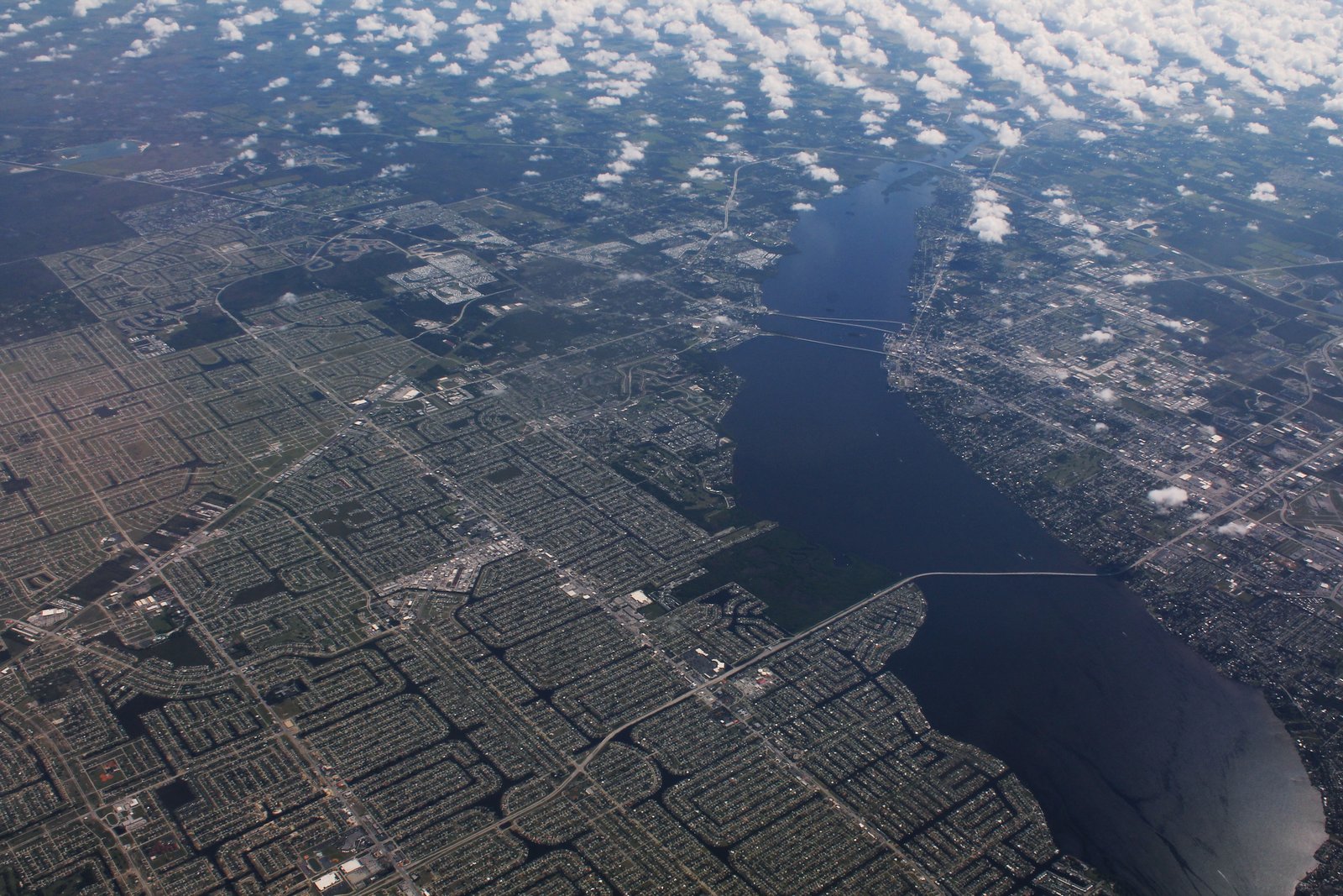 Aerial view of Fort Myers and Cape Coral Florida