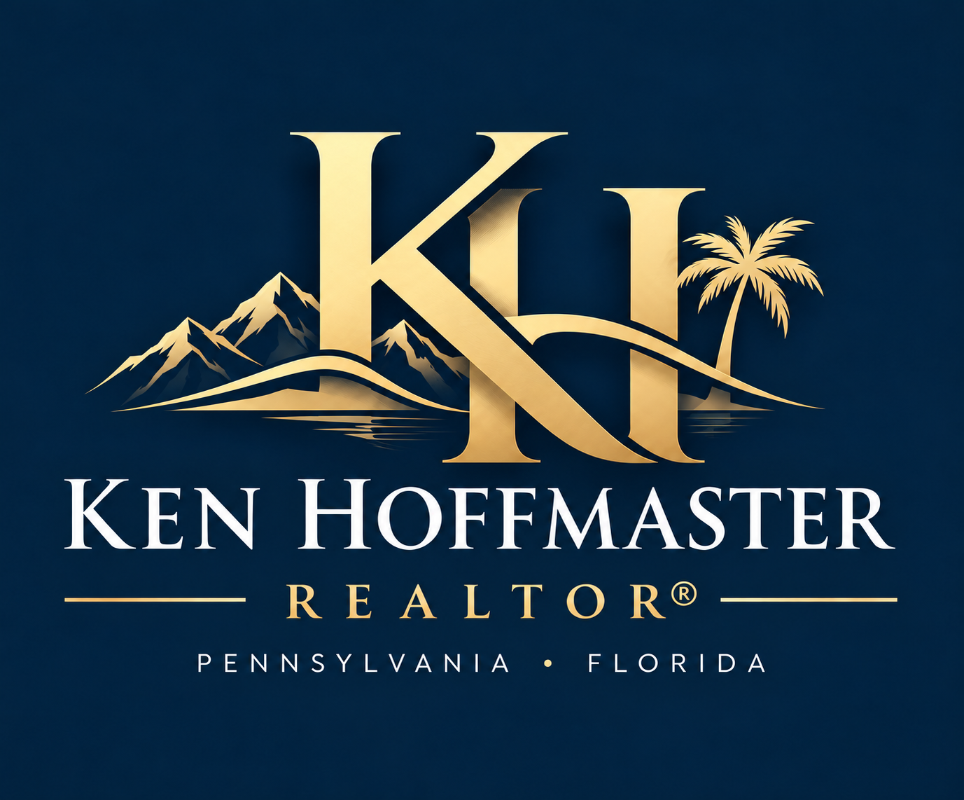Ken Hoffmaster REALTOR® — mountains and palm tree representing Pennsylvania and Florida